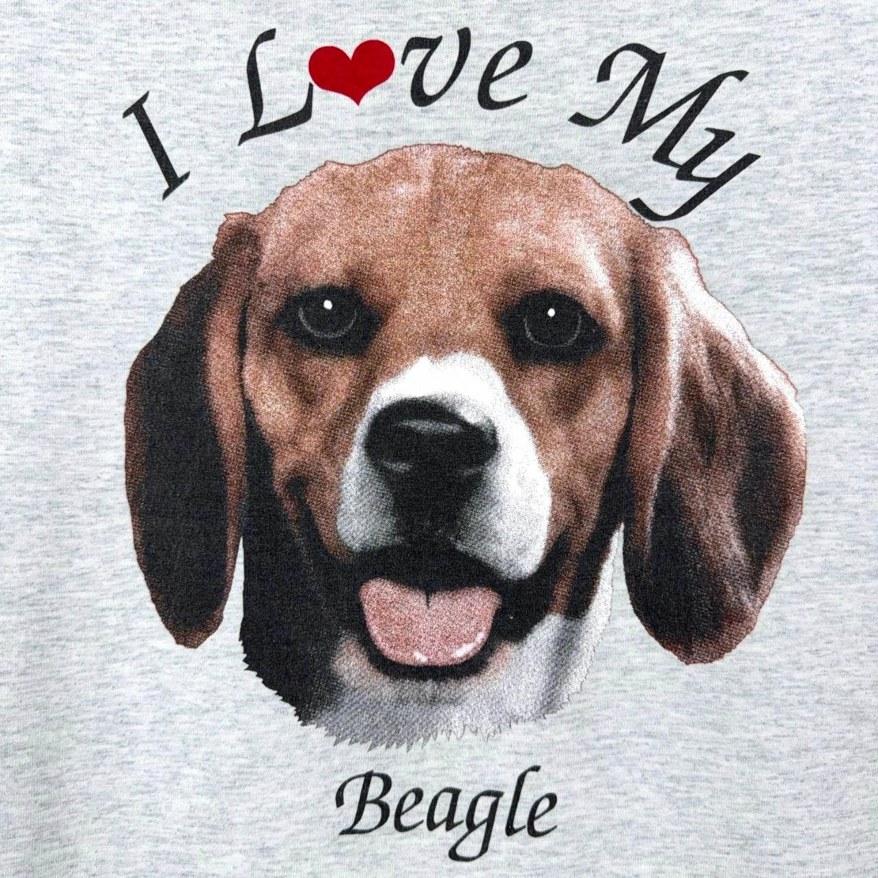 Vintage 90s I Love My Beagle Graphic T-Shirt Gris – photo 3